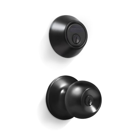 Premier Lock Entry Door Knob Combo Lock Set with Deadbolt, Matte Black ED07